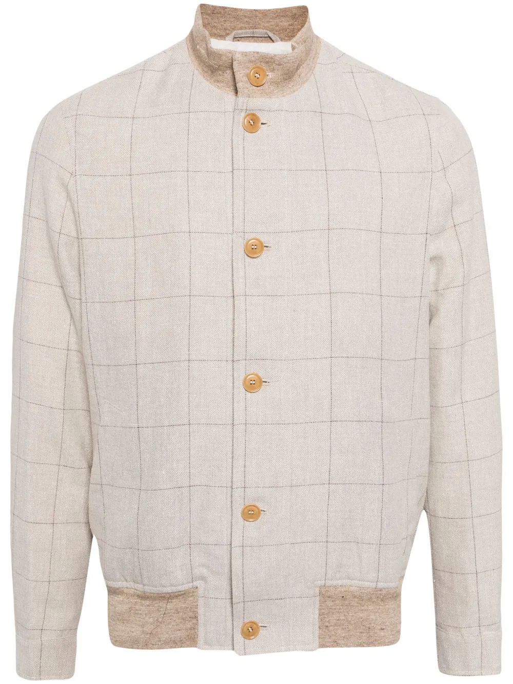 LUCIANO BARBERA CHECK-PATTERN BOMBER JACKET