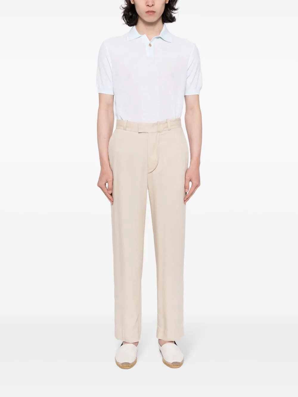 Luciano Barbera Fijngebreid poloshirt - Groen