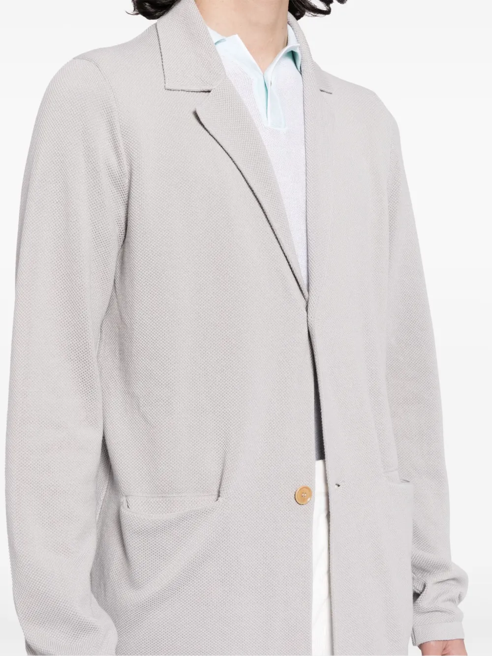 Luciano Barbera Notched-lapel Cotton Cardigan In Gray