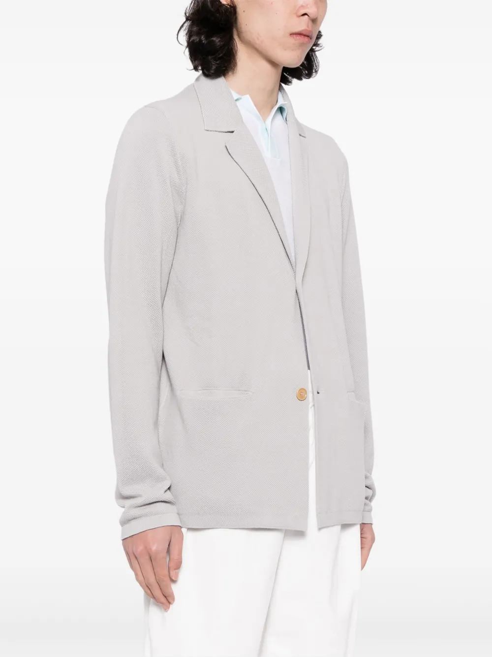 Luciano Barbera Notched-lapel Cotton Cardigan In Gray