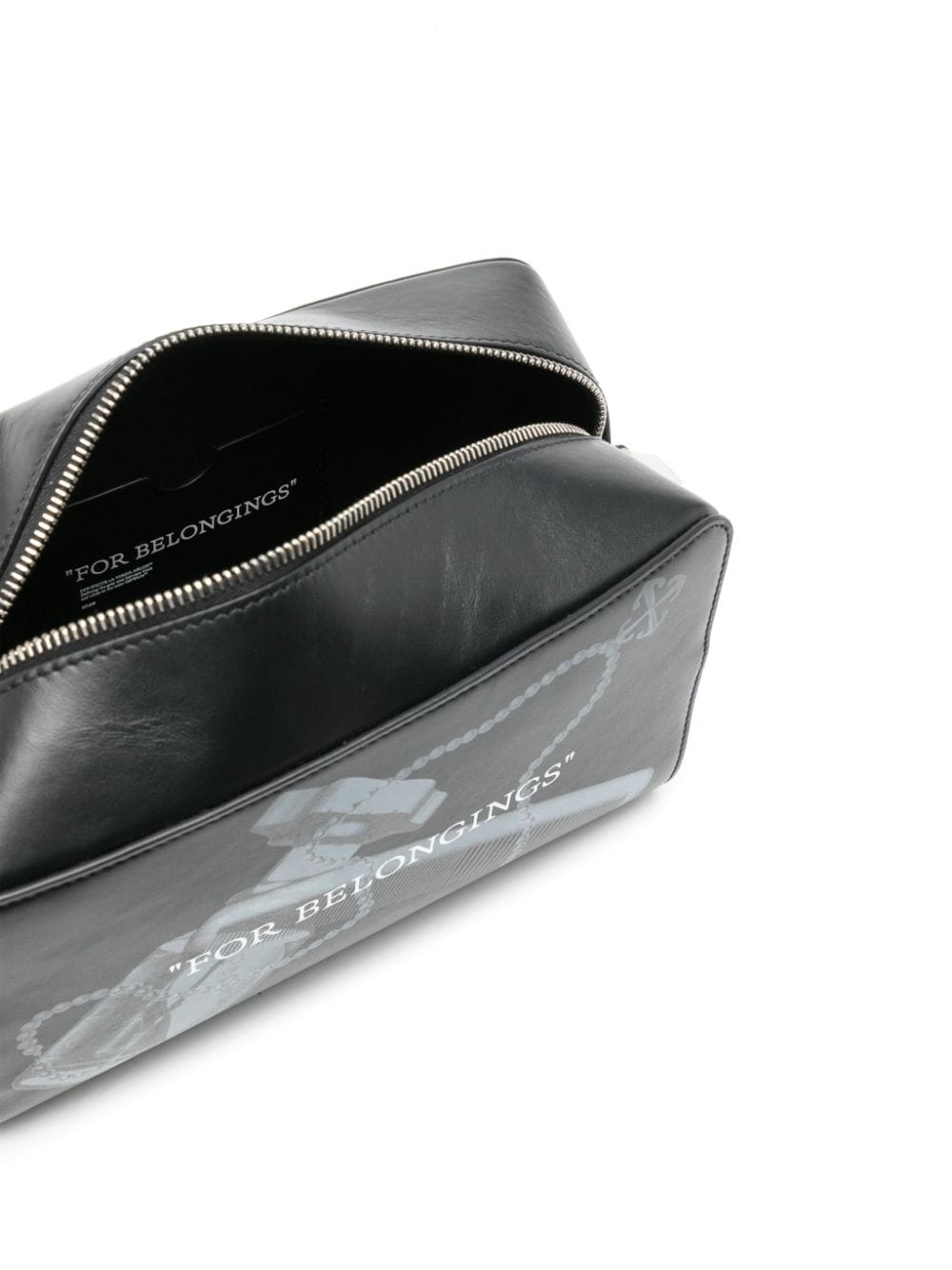 Shop Off-white Graphic-print Leather Make-up Bag In Black