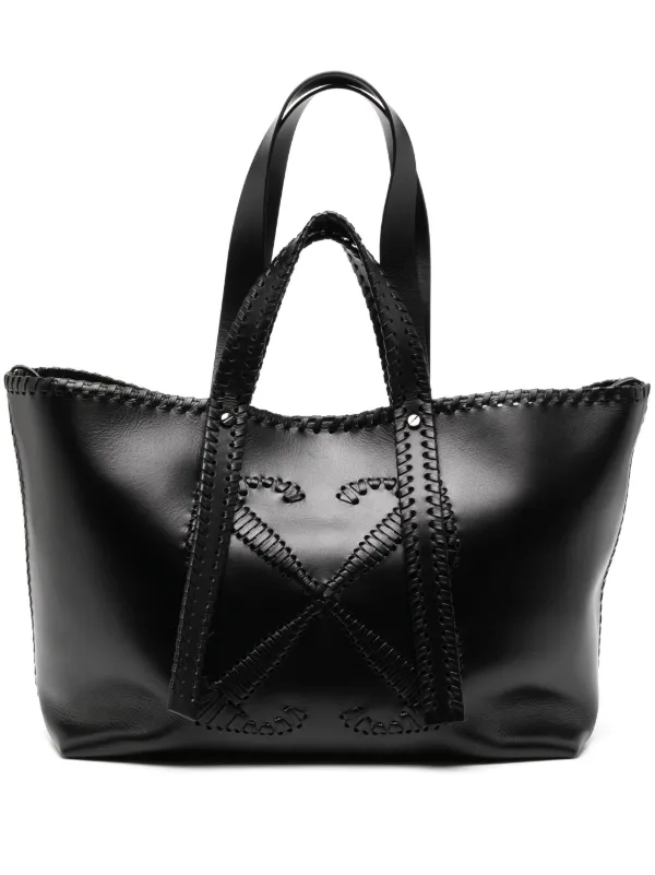Off White Leather Tote Bag Black FARFETCH IE