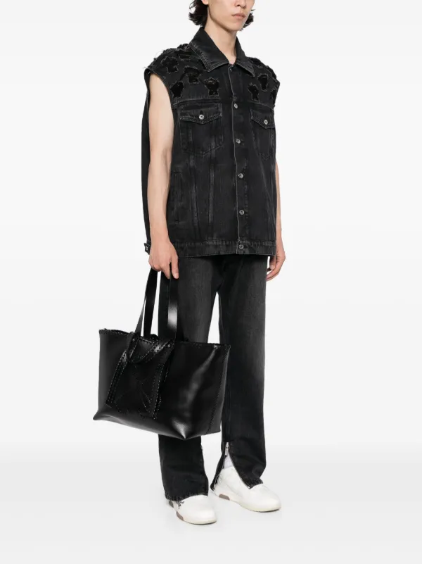 Off white leather tote online