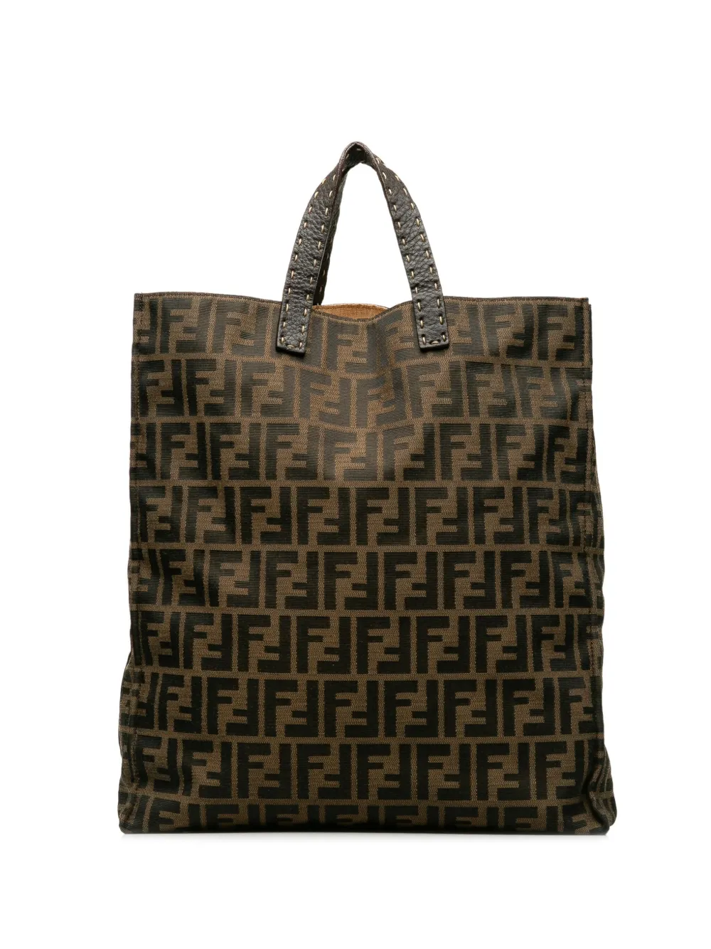 Pre-owned Fendi 2000-2010 Zucca-jacquard Canvas Tote Bag In Brown