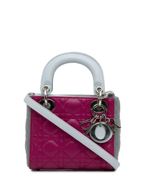 Christian Dior Pre-Owned 2014 Pre-Owned Dior Mini Tricolor Lambskin Cannage Lady Satchel