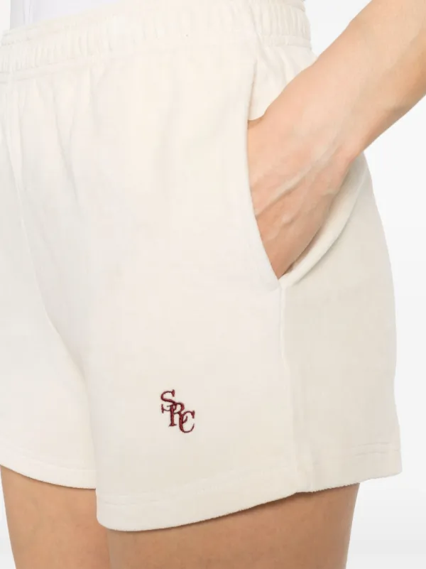 Sporty & Rich 関税込 NYクレスト ベロアショーツ Sporty & Rich SRC ベロア ミニショートパンツ | ニュートラル