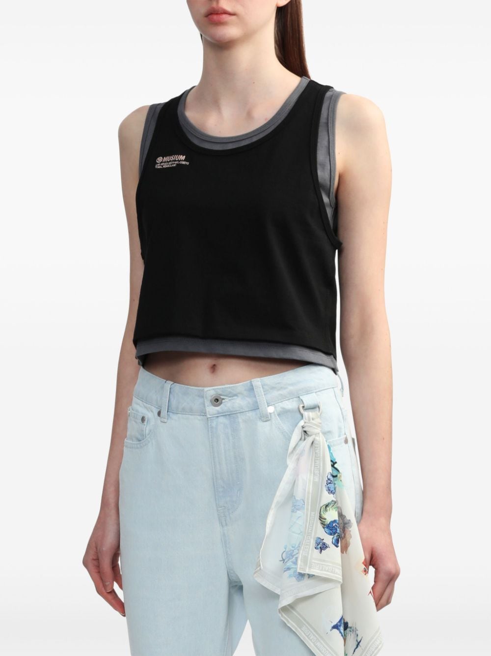 Shop Musium Div. Layered Cotton Tank Top In Black