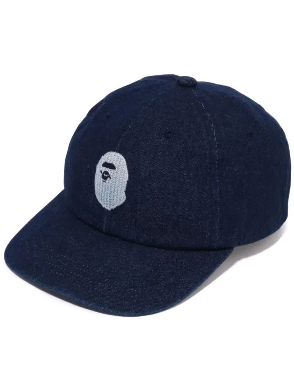 A BATHING APE® logo-charm Denim Cap Set | Blue | FARFETCH IN