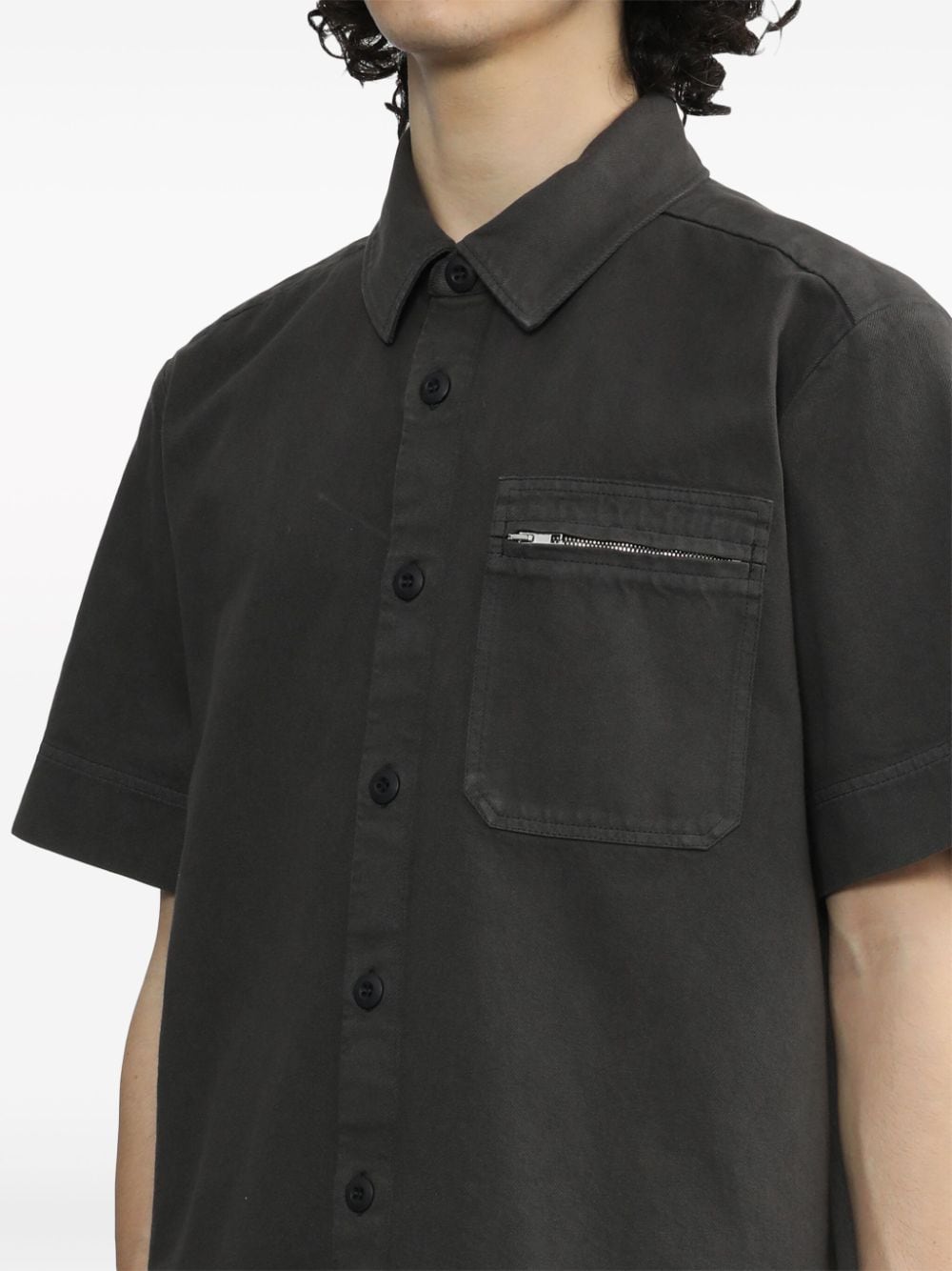 Shop Apc Zip-pocket Cotton Shirt In Black