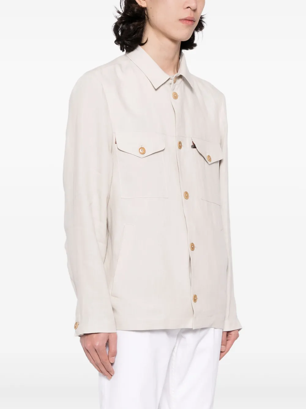 Luciano Barbera Linnen shirtjack Beige