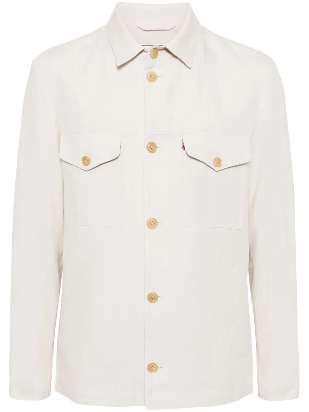 Luciano Barbera button-up linen shirt jacket | Neutrals | Image 1