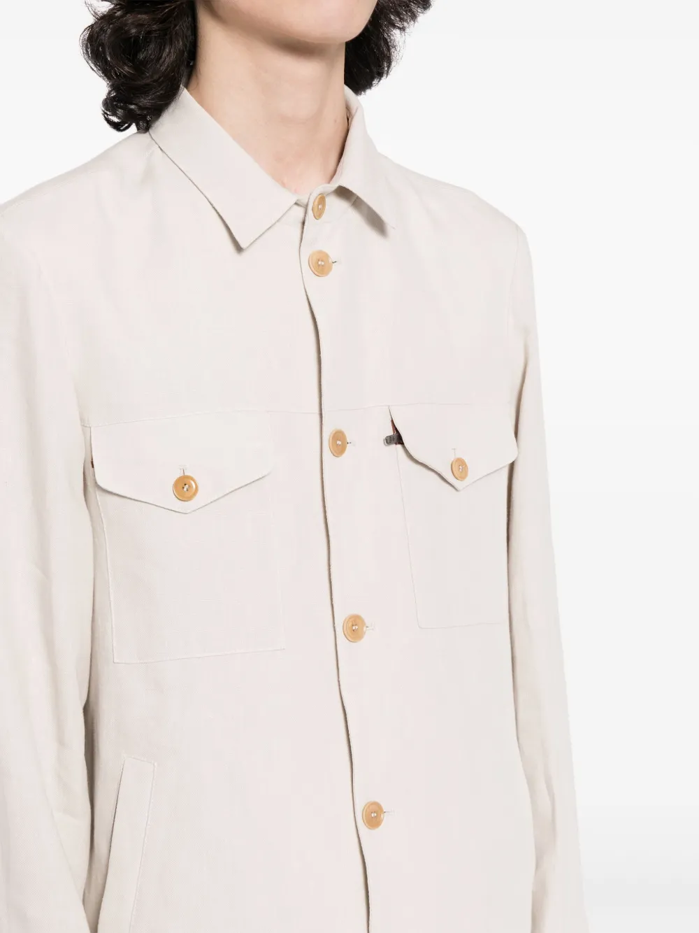 Luciano Barbera Linnen shirtjack Beige