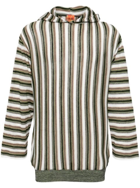 VITELLI striped linen-blend hoodie