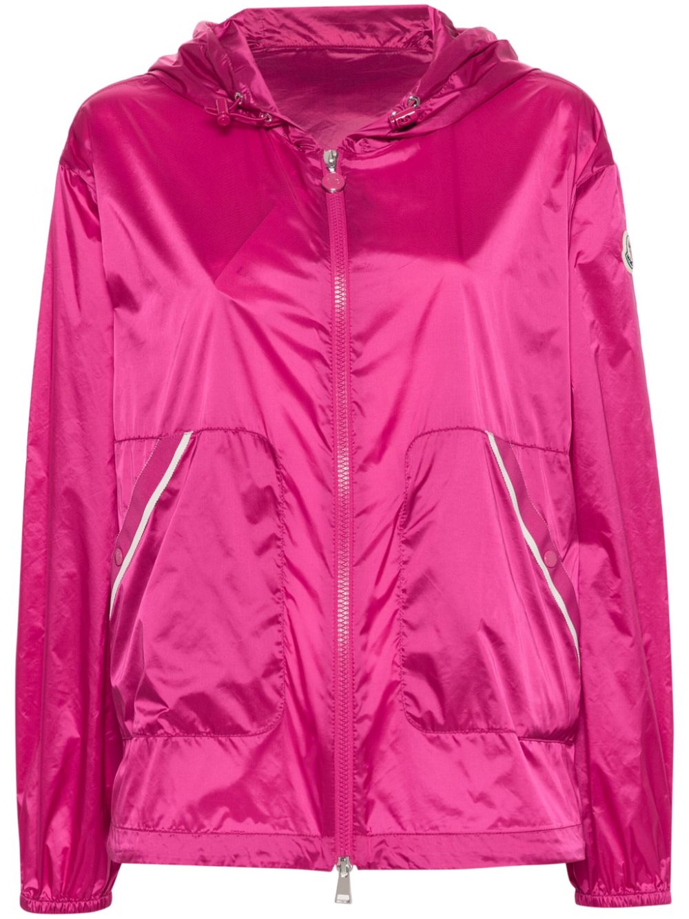 Moncler Logo-appliqué Hooded Jacket In Pink