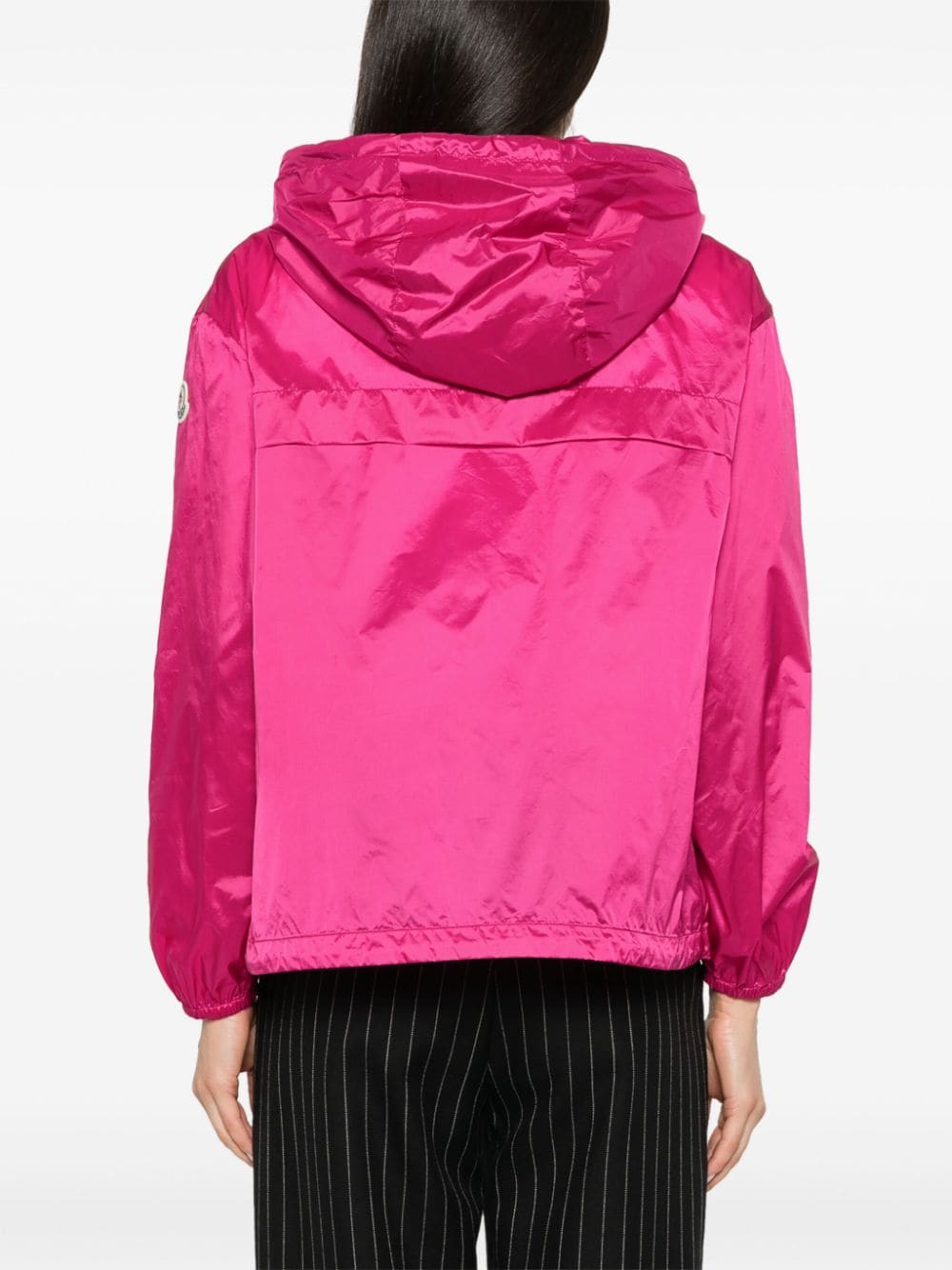Shop Moncler Logo-appliqué Hooded Jacket In Pink