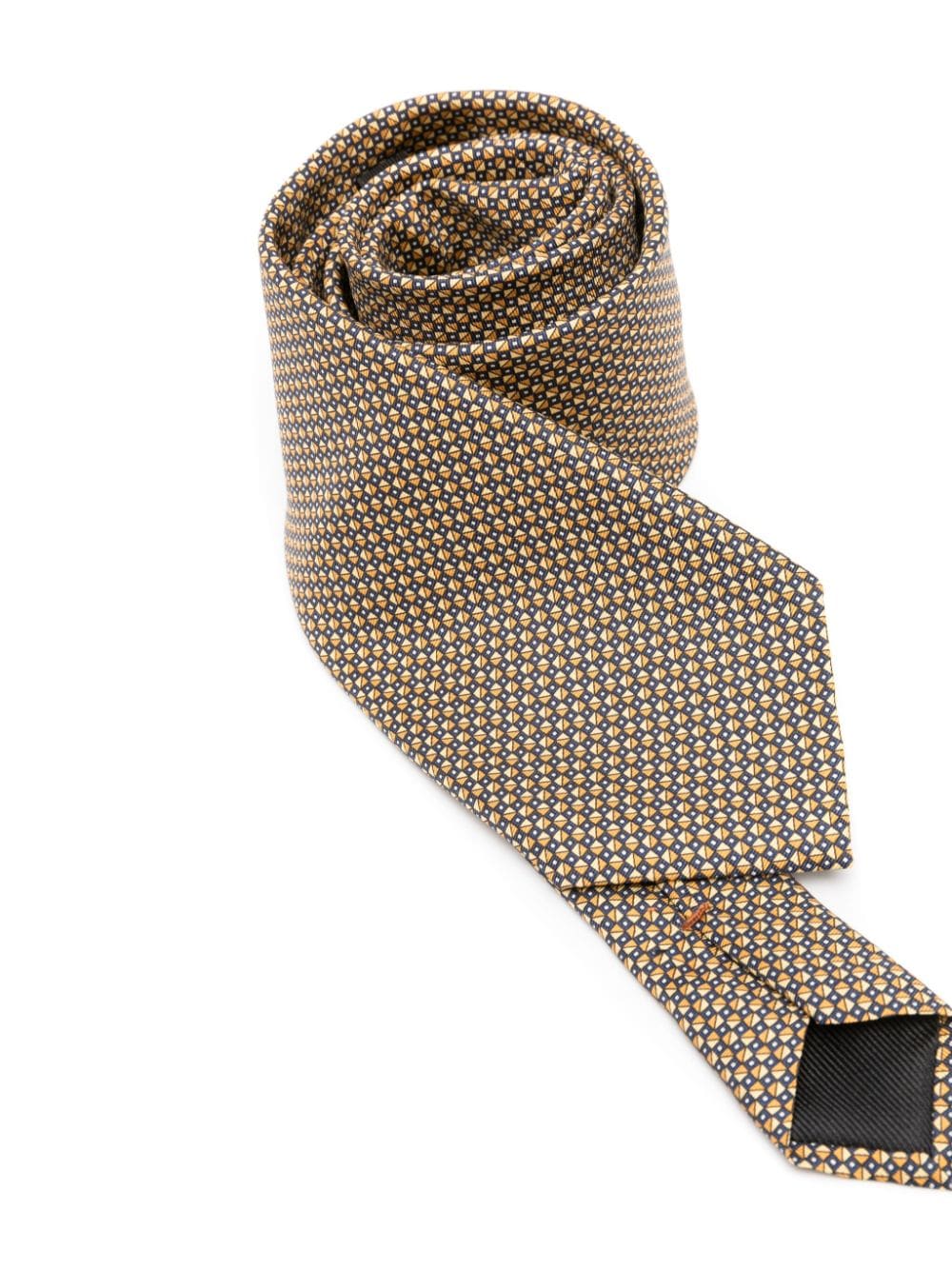 Shop Zegna Geometric-jacquard Silk Tie In Yellow