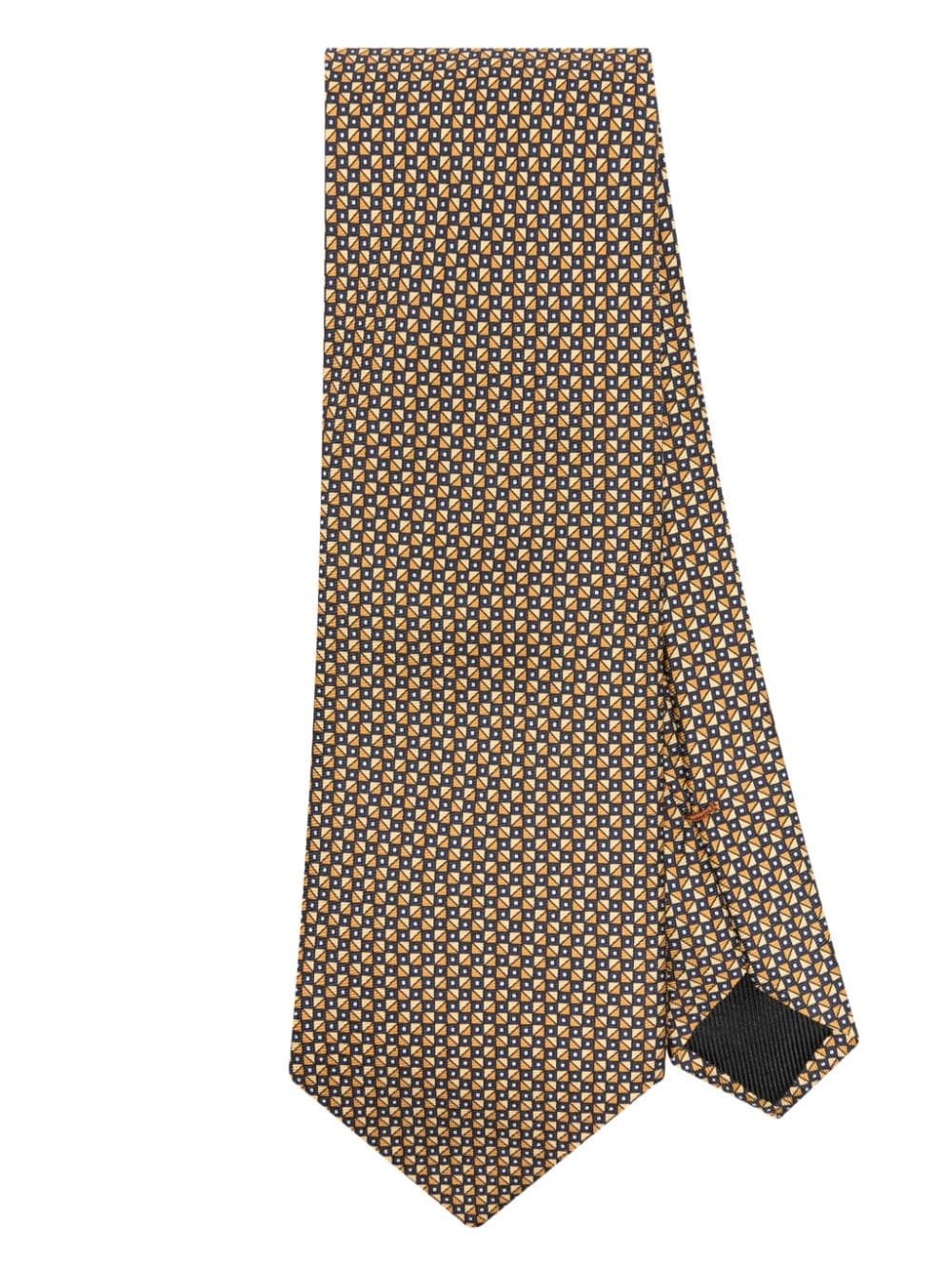Zegna Geometric-jacquard Silk Tie In Yellow