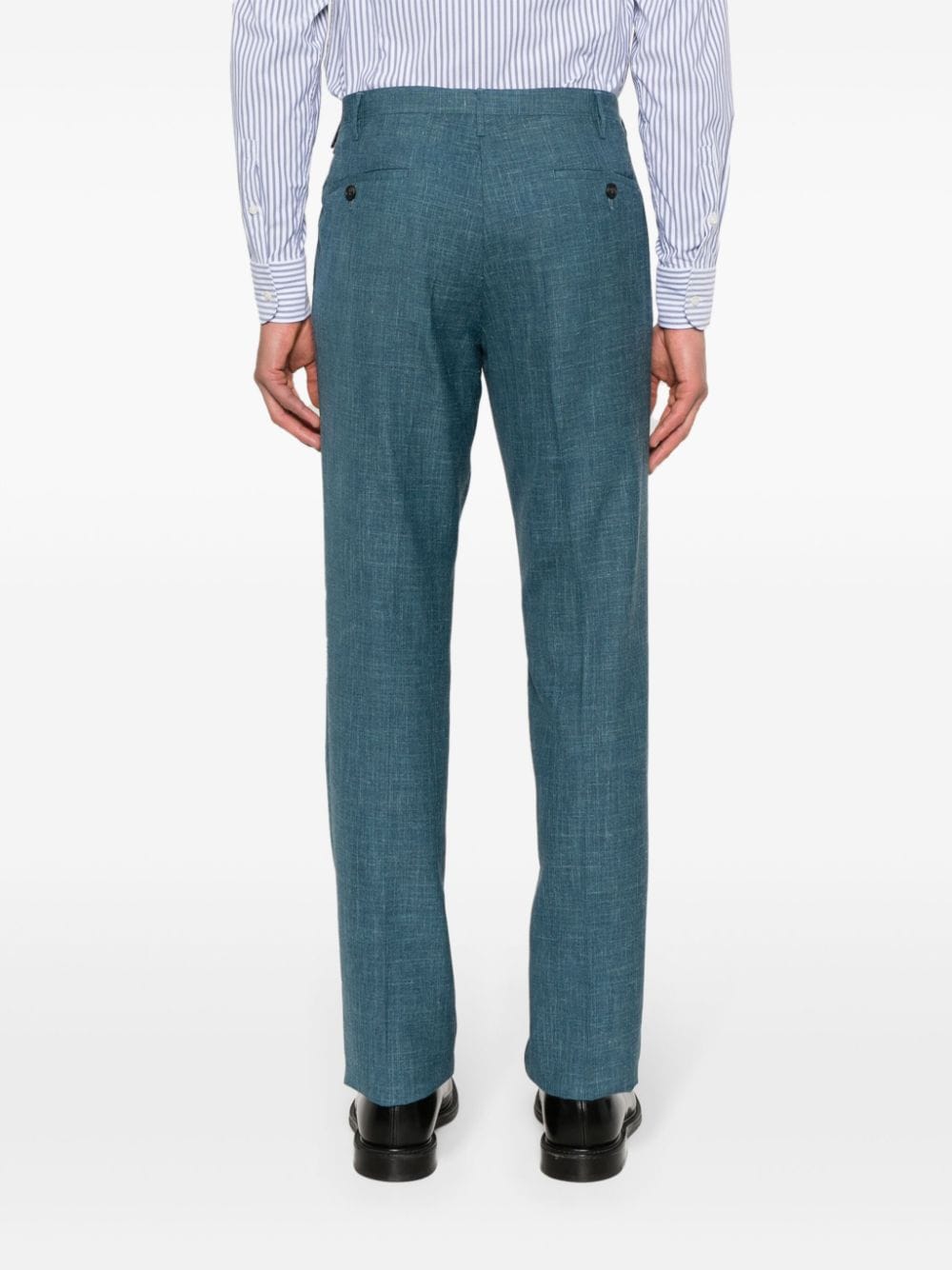 Shop Rota Slub-texture Trousers In Blue