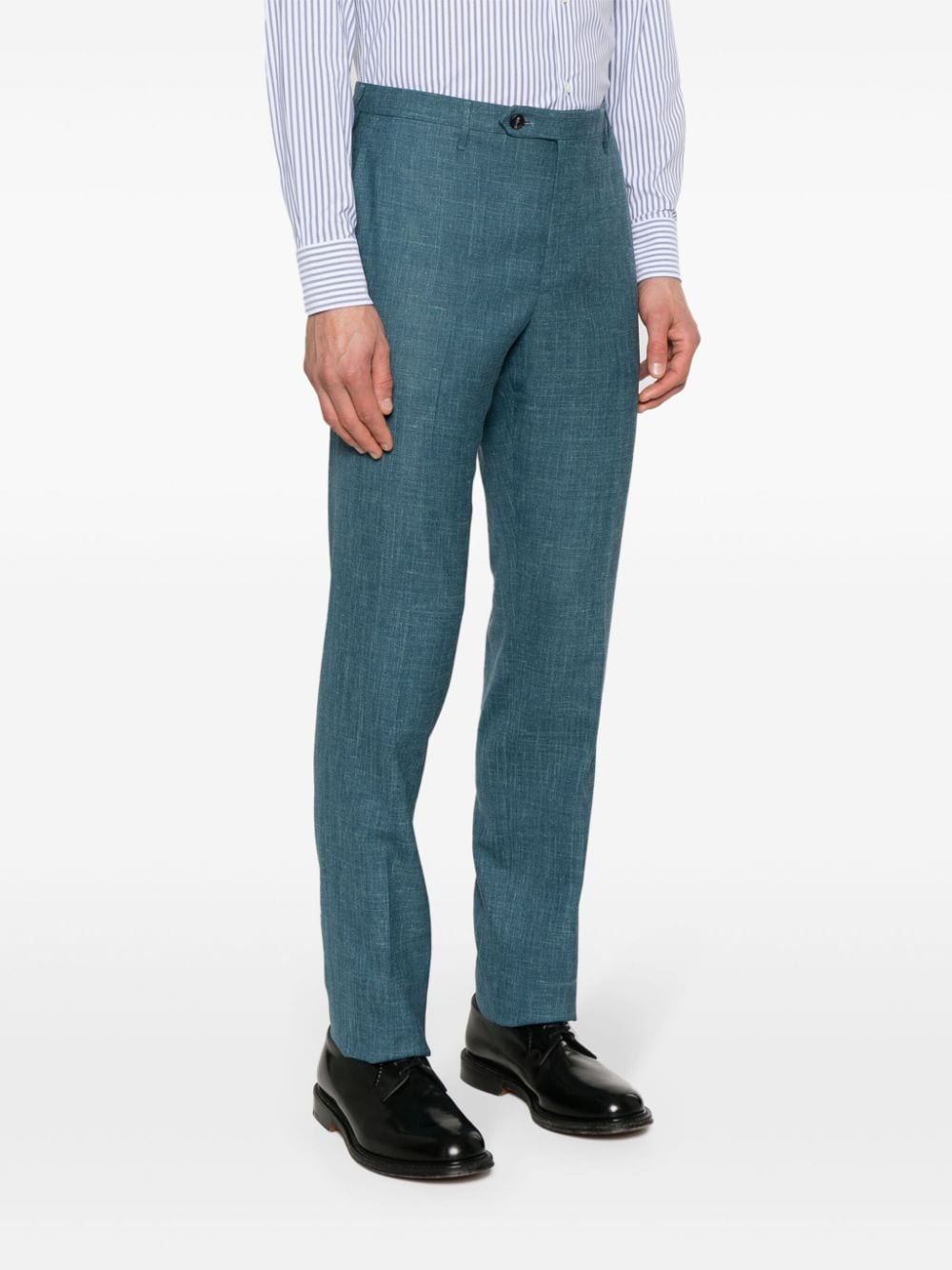 Shop Rota Slub-texture Trousers In Blue