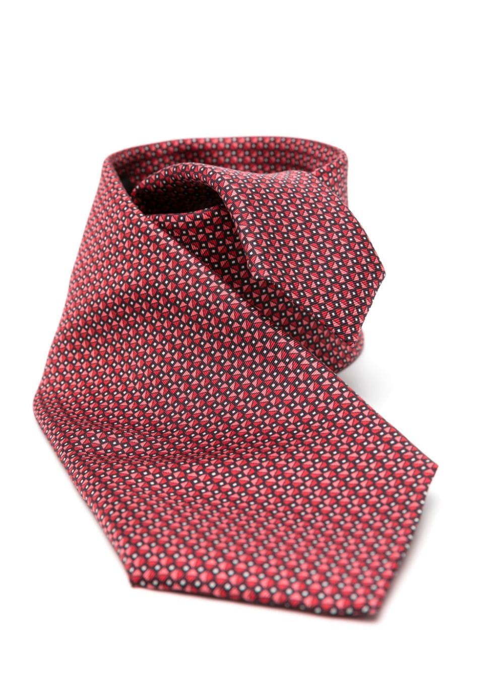 Zegna geometric-jacquard silk tie - Rood