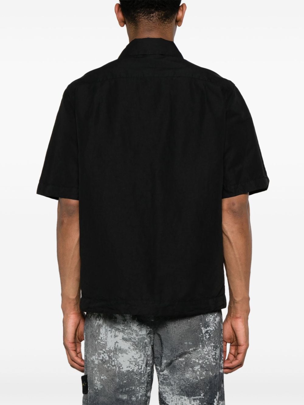 Shop Stone Island Logo-print Short-sleeve Shirt In Black