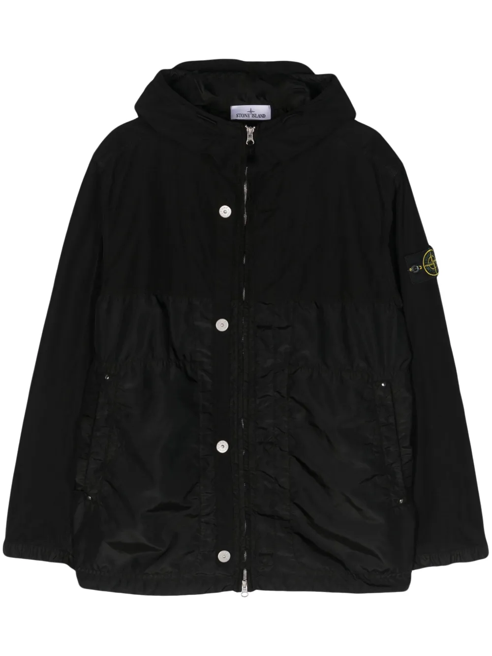 Stone Island Compass-badge Hooded Jacket In Black