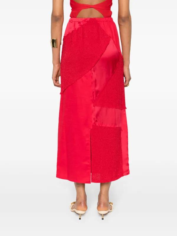 Cult Gaia Patchwork Midi Skirt | Red | FARFETCH