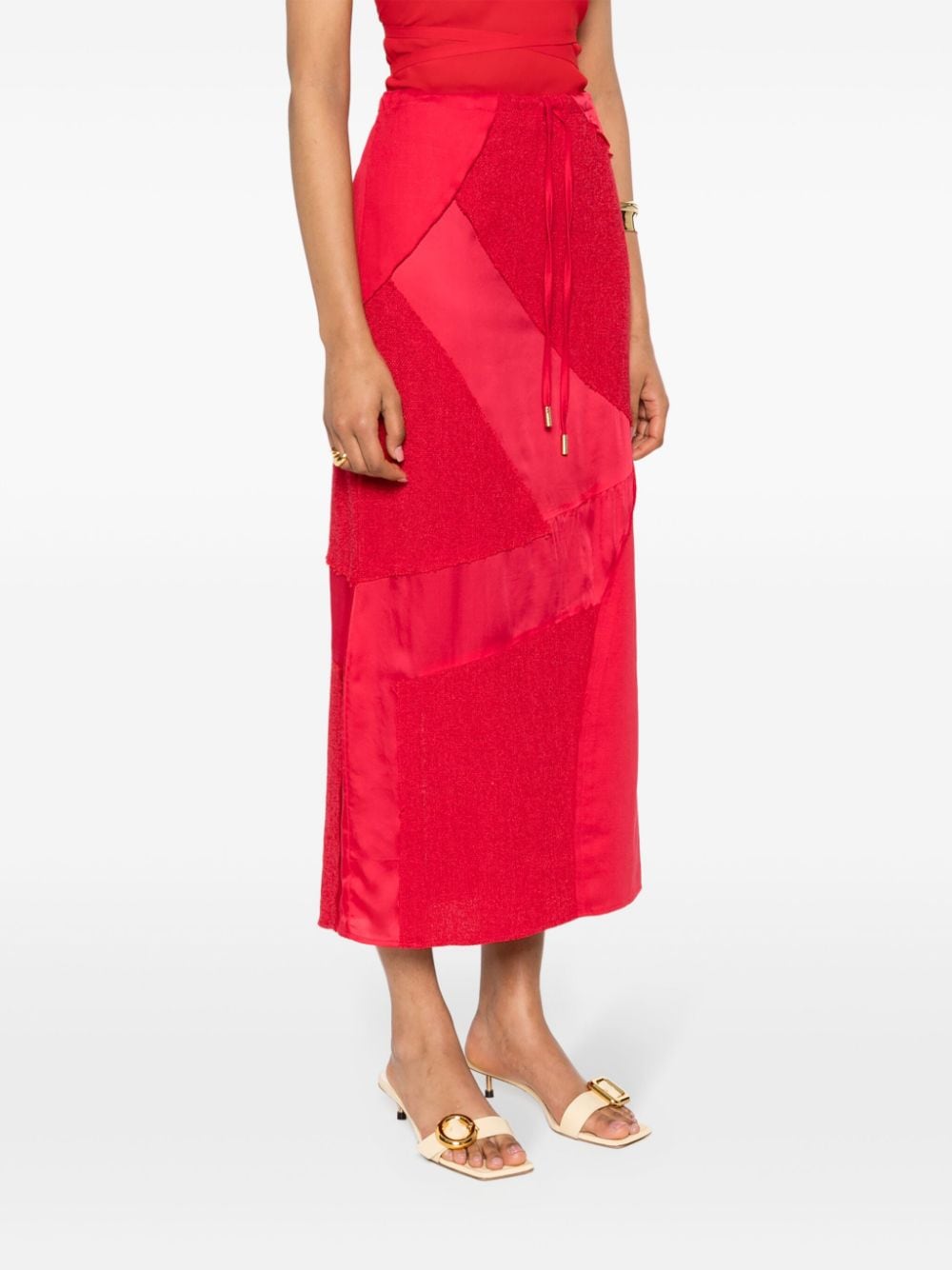 Shop Cult Gaia Patchwork Midi Skirt In Red