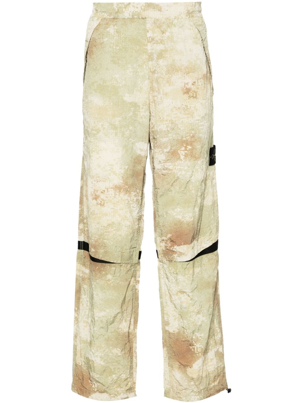 Stone Island Mens Natural Beige Dissolve Camouflage-pattern Shell Trousers