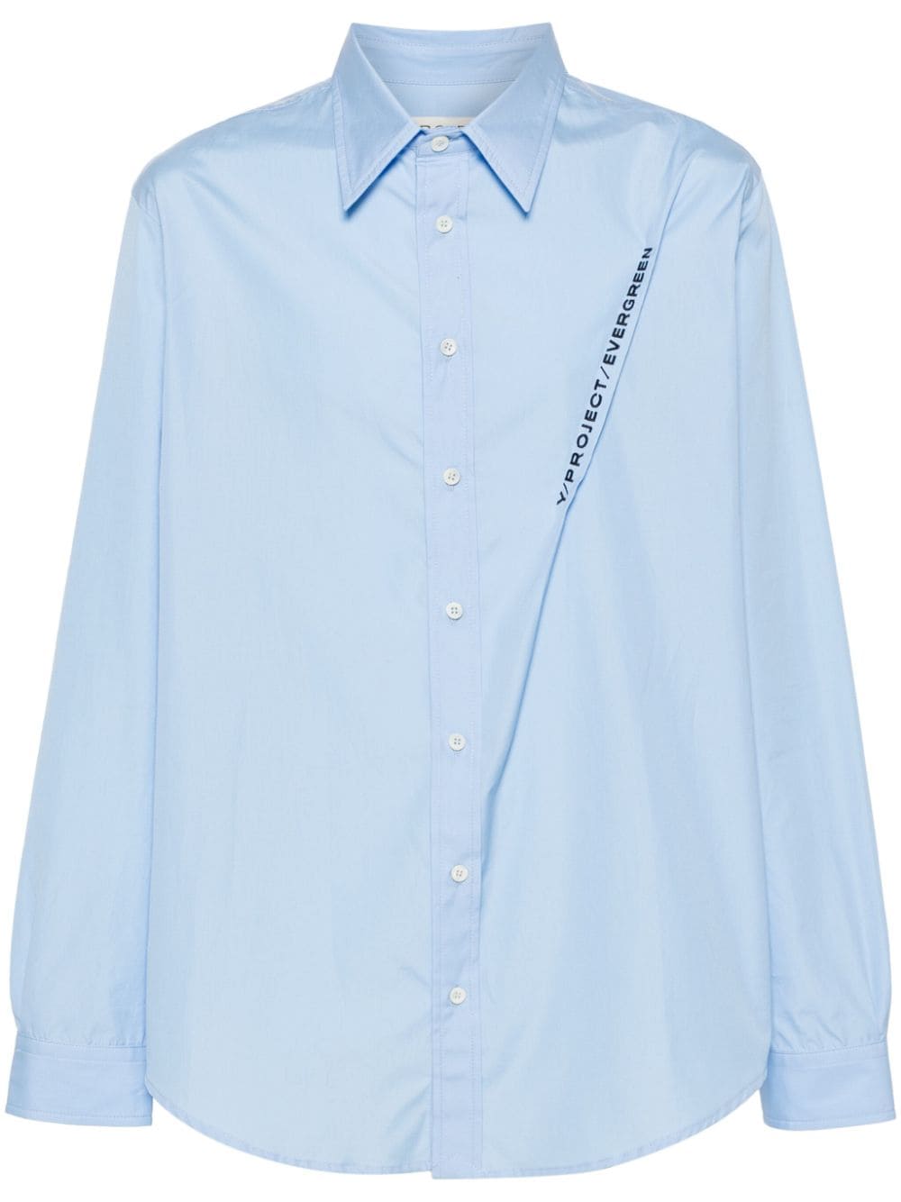 Y/Project Besticktes Hemd aus Popeline - Blau