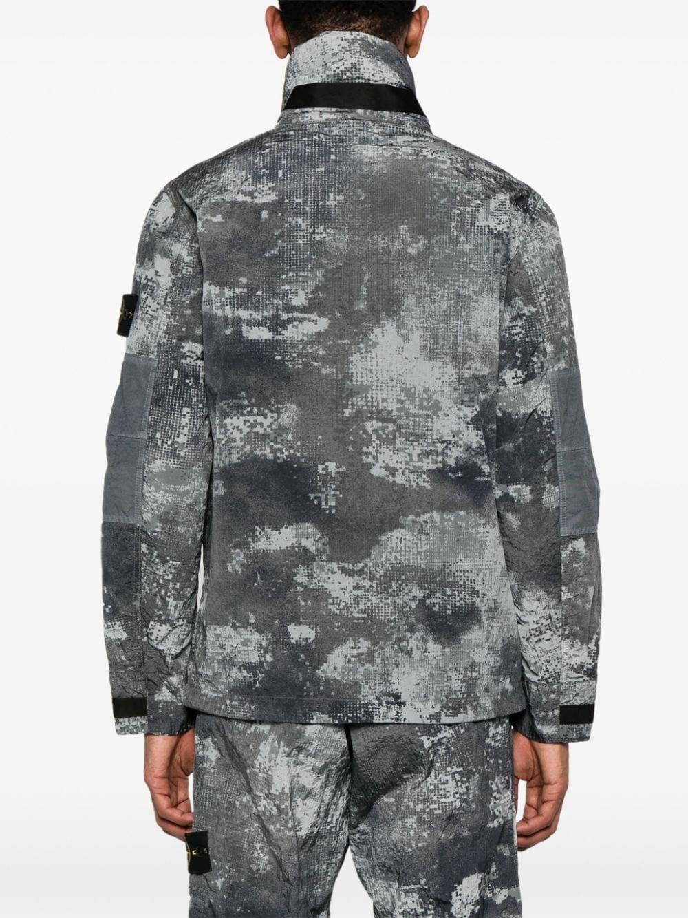 Shop Stone Island Compass-badge Camouflage Jacket In Grey