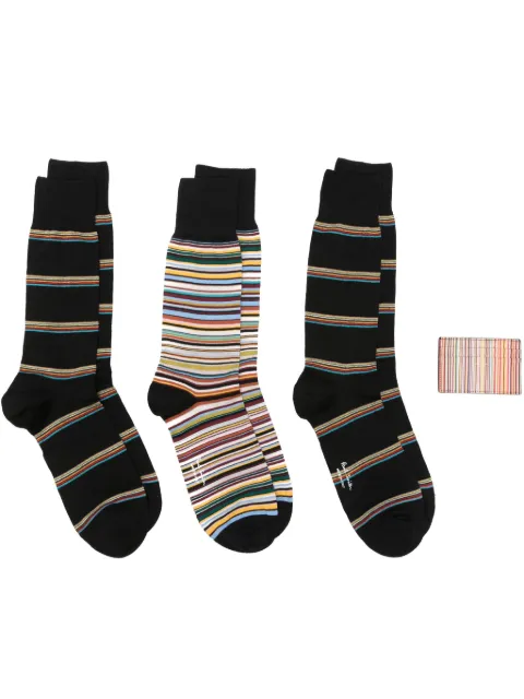 Paul Smith Artist Stripe socks and cardholder (set of four)