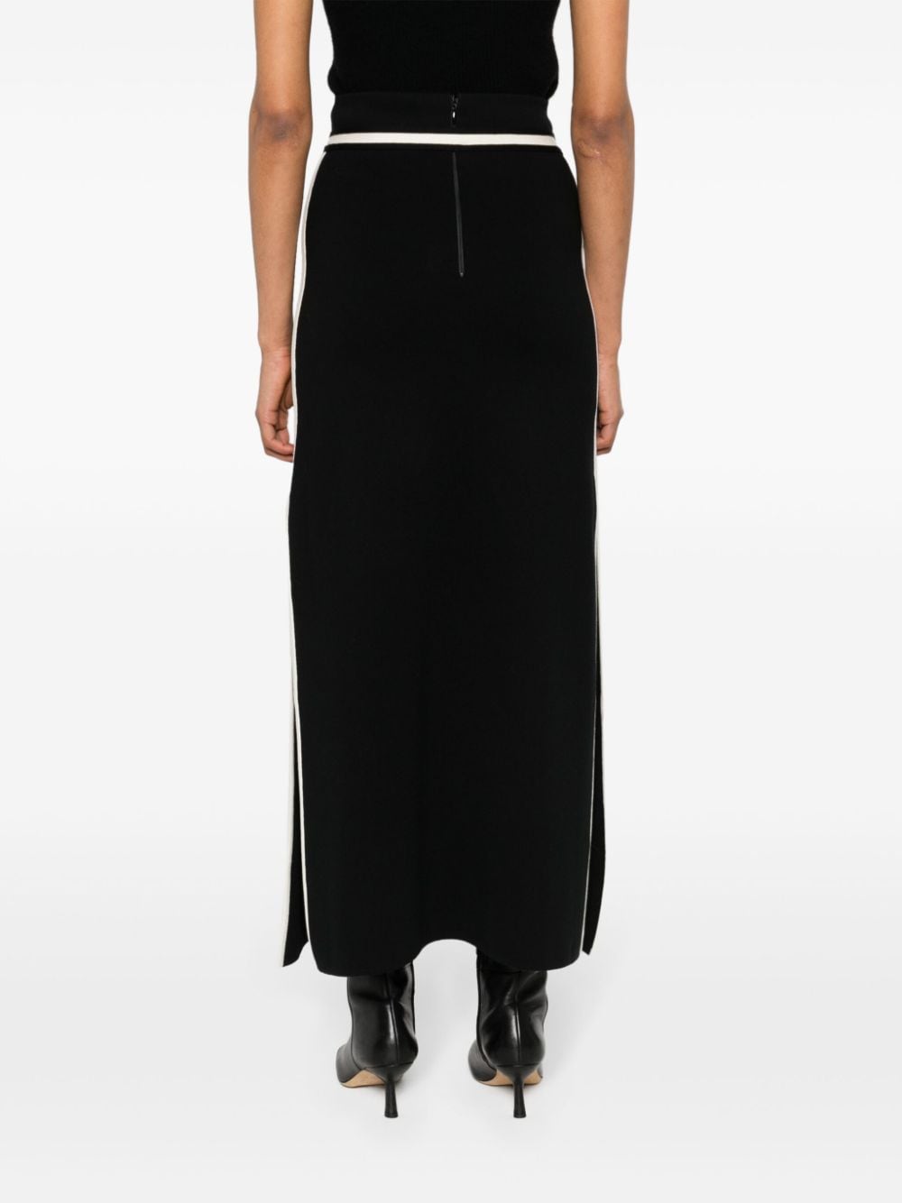 Shop Max Mara Ora Contrasting-trim Knitted Skirt In Black