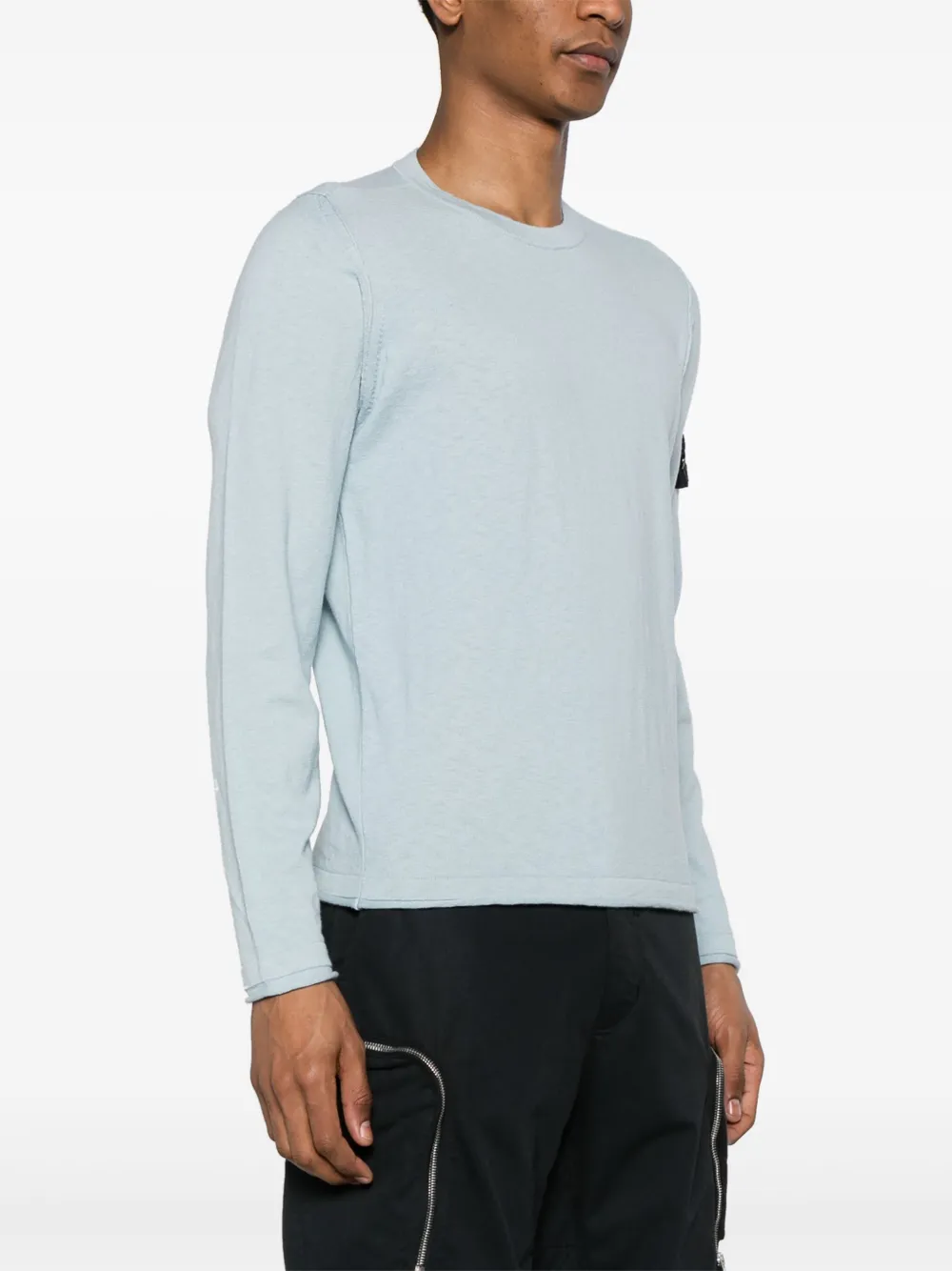 Stone Island Brushed Organic Cotton Fleece Sweatshirt In White