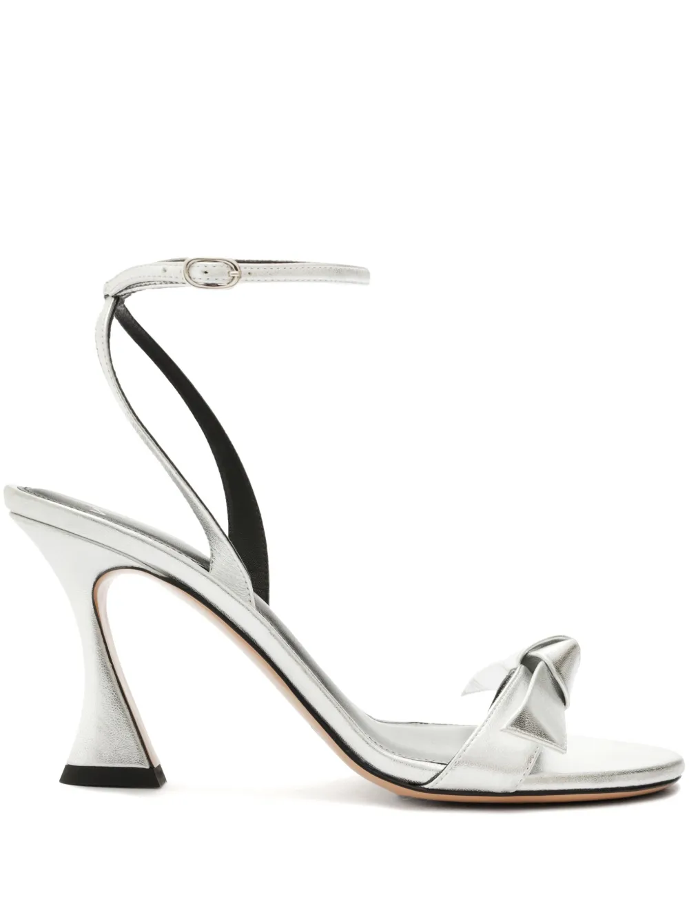 Shop Alexandre Birman Clarita Bell 85mm Metallic Leather Sandals In Silver