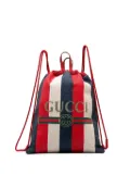 Gucci Pre-Owned 2016-2022 Gucci Sylvie Stripe Logo Drawstring Backpack - Red