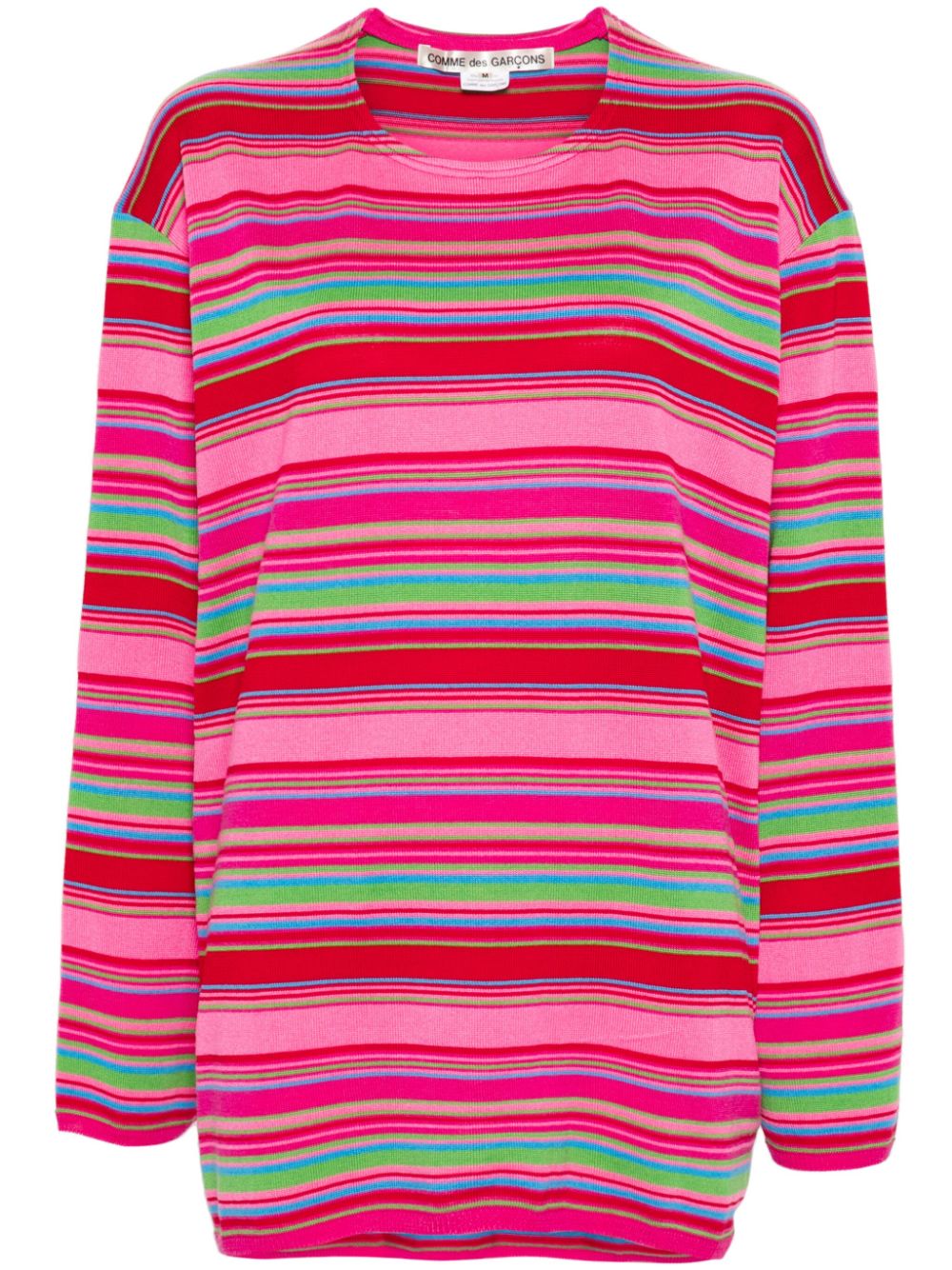 Comme Des Garçons Drop-shoulder Striped Jumper In Pink