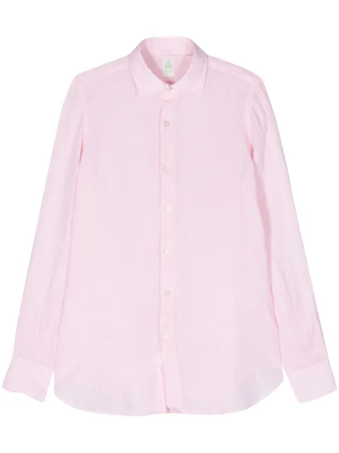 Finamore 1925 Napoli spread-collar linen shirt