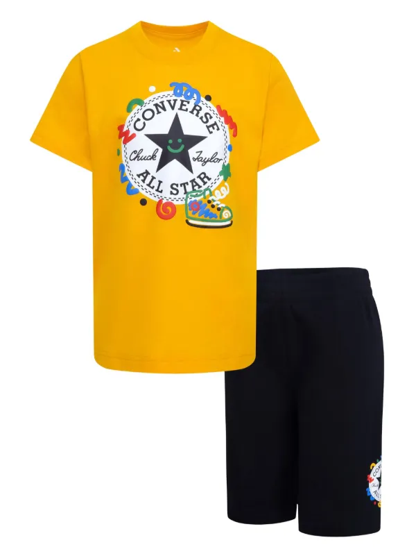 Converse Kids Squiggle Patch Cotton Shorts Set Black