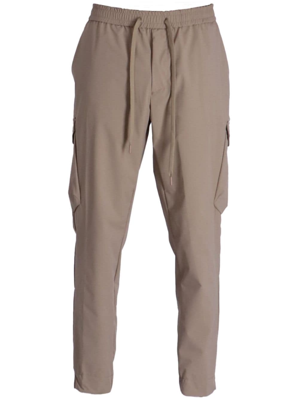 Hugo Boss Tapered-leg Cotton Cargo Trousers In Neutrals