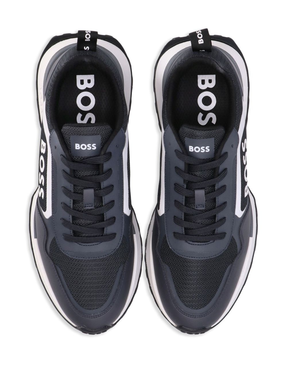 Shop Hugo Boss Logo-print Mesh Sneakers In Blue