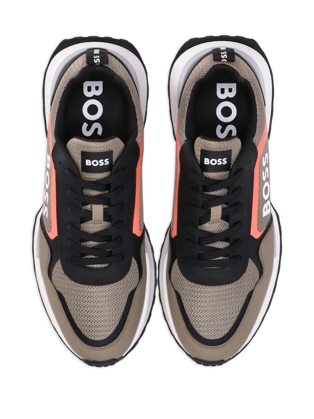 BOSS logo-print mesh sneakers Brown