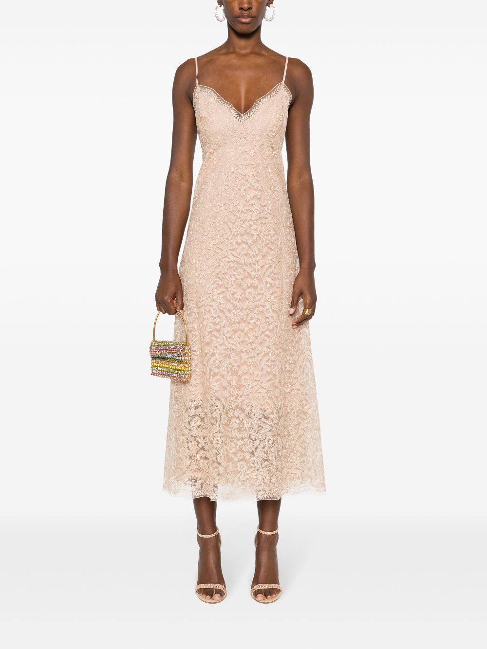 Shop Ermanno Scervino Corded-lace Maxi Dress In Neutrals