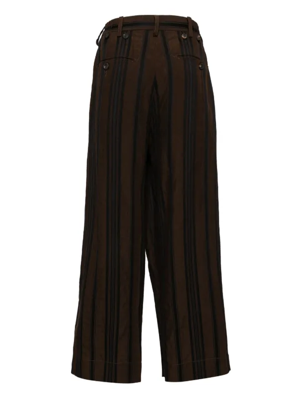 Ziggy Chen Striped wide-leg Trousers | Brown | FARFETCH ID