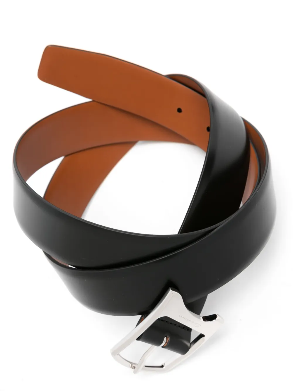 Santoni buckle-fastening leather belt - Zwart