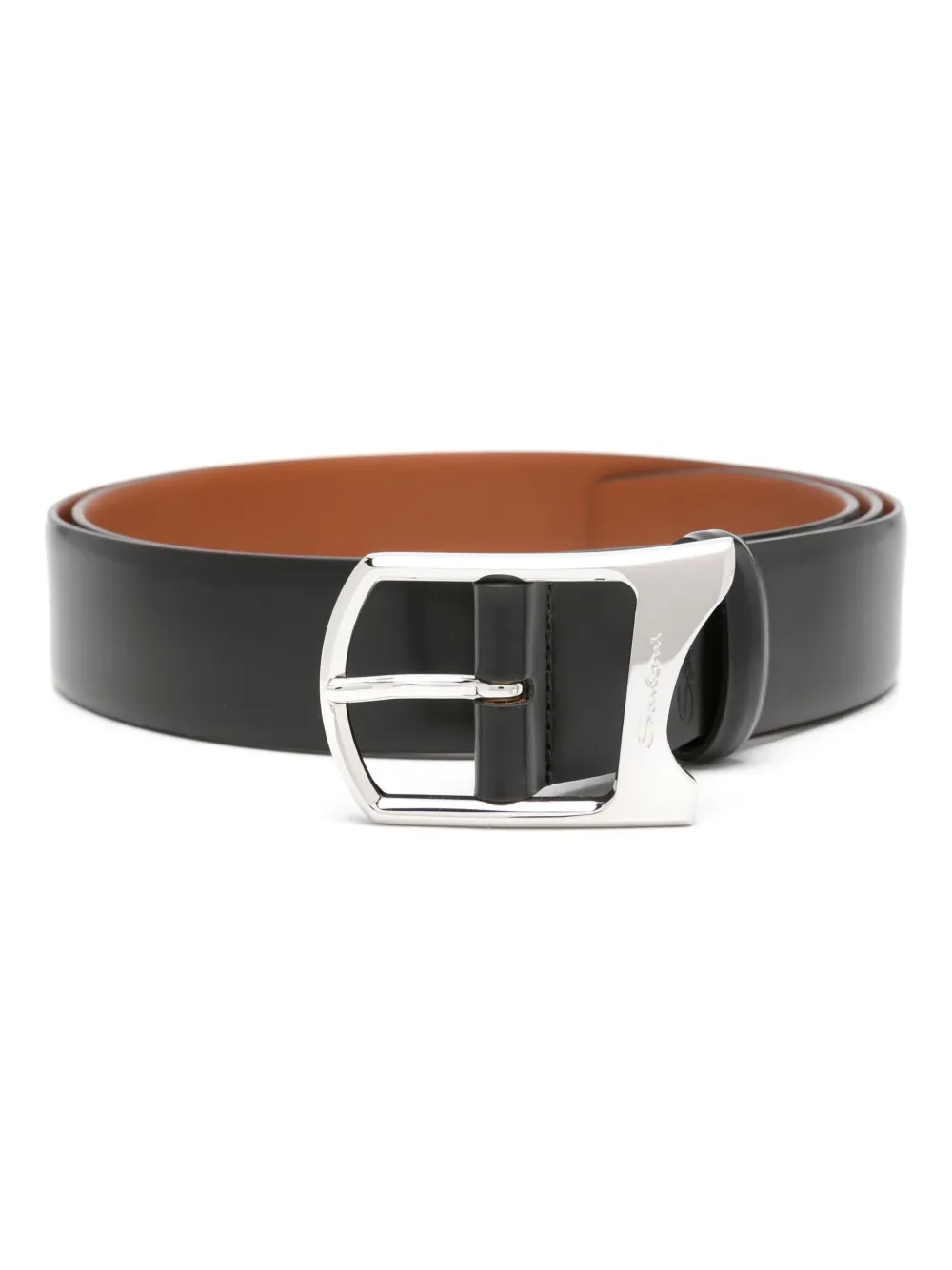 Shop Santoni Buckle-fastening Leather Belt In Black