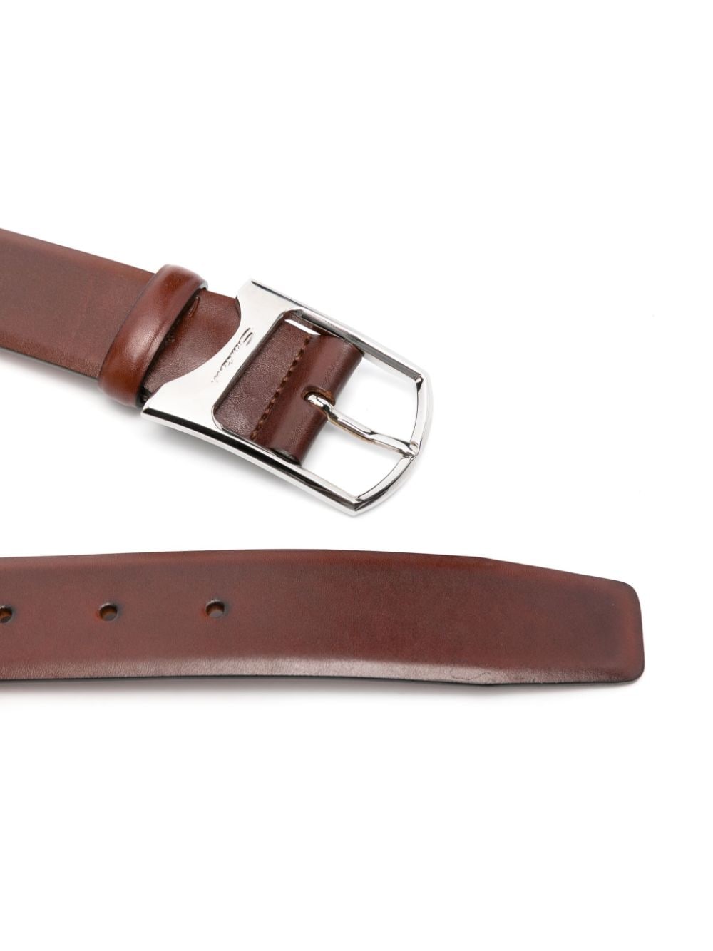 Shop Santoni Logo-engraved Leather Belt In Brown