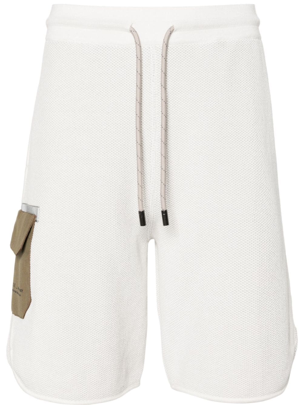 contrasting-pocket 3D-knit track shorts