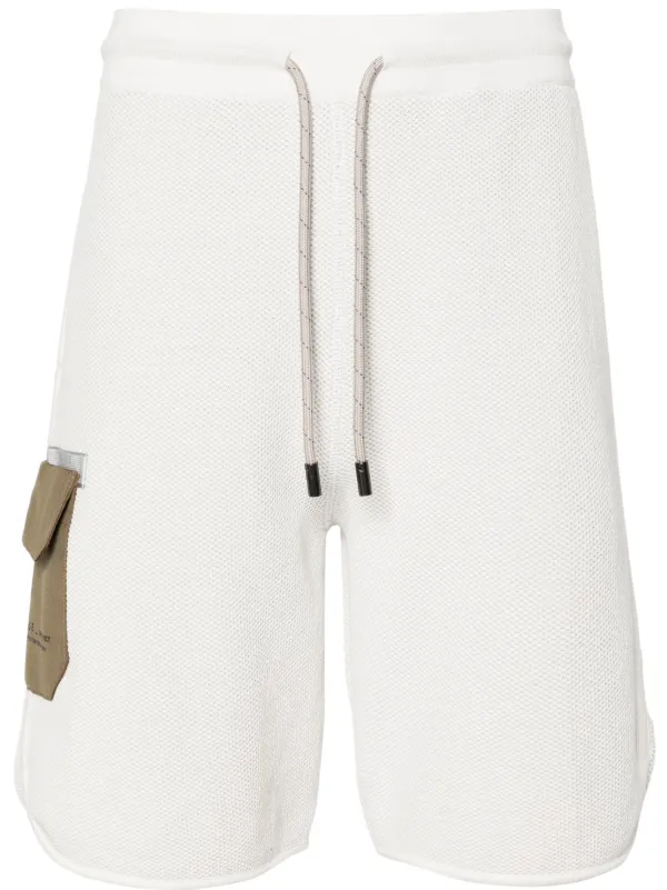 Sease Contrasting-pocket 3D-knit Track Shorts in White