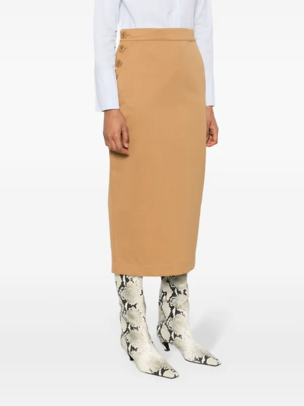 マックスマーラ CRESTA Cotton dungarees-style skirt Bronze Cresta cotton-twill midi skirt | MAX MARA | NET-A-PORTER